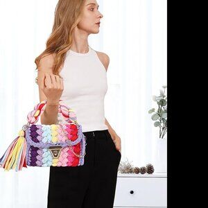 Women's Knit Hand Woven Evening Handbag Multicolor